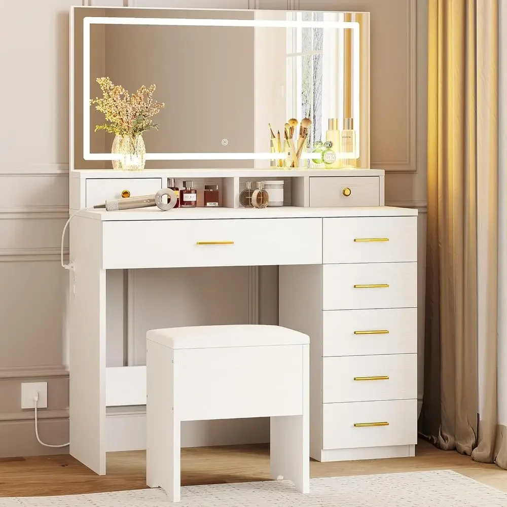 Dressing Table Vanity With Lighted Mirror - Meja Rias dengan 8 Laci dan