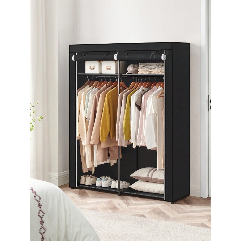 Wardrobe Closet Portable Fabric Cover - Lemari Pakaian Hitam, Lemari Portabel untuk