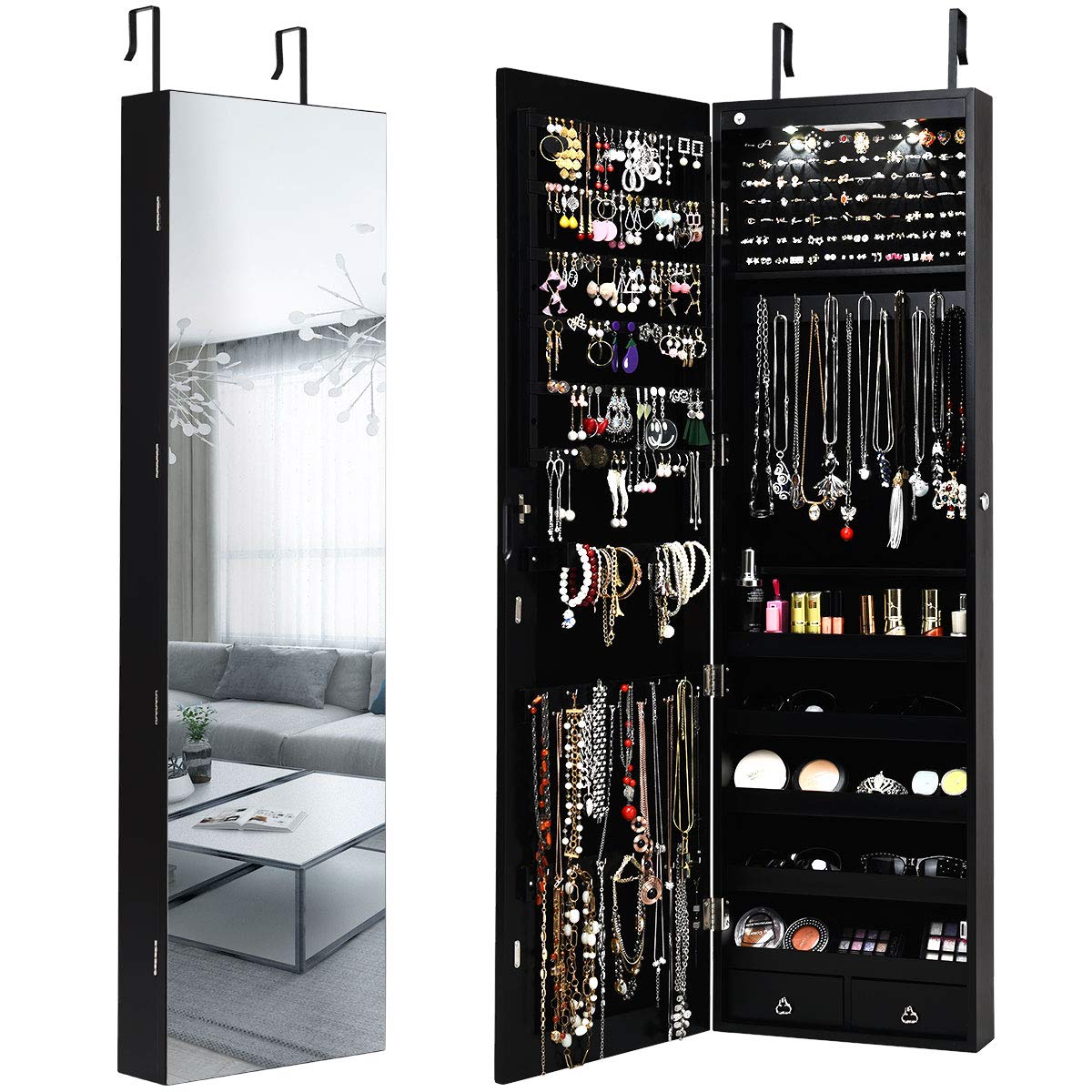 Full Length Mirror Jewelry Armoire - Lemari Perhiasan yang Dapat Dipasang di