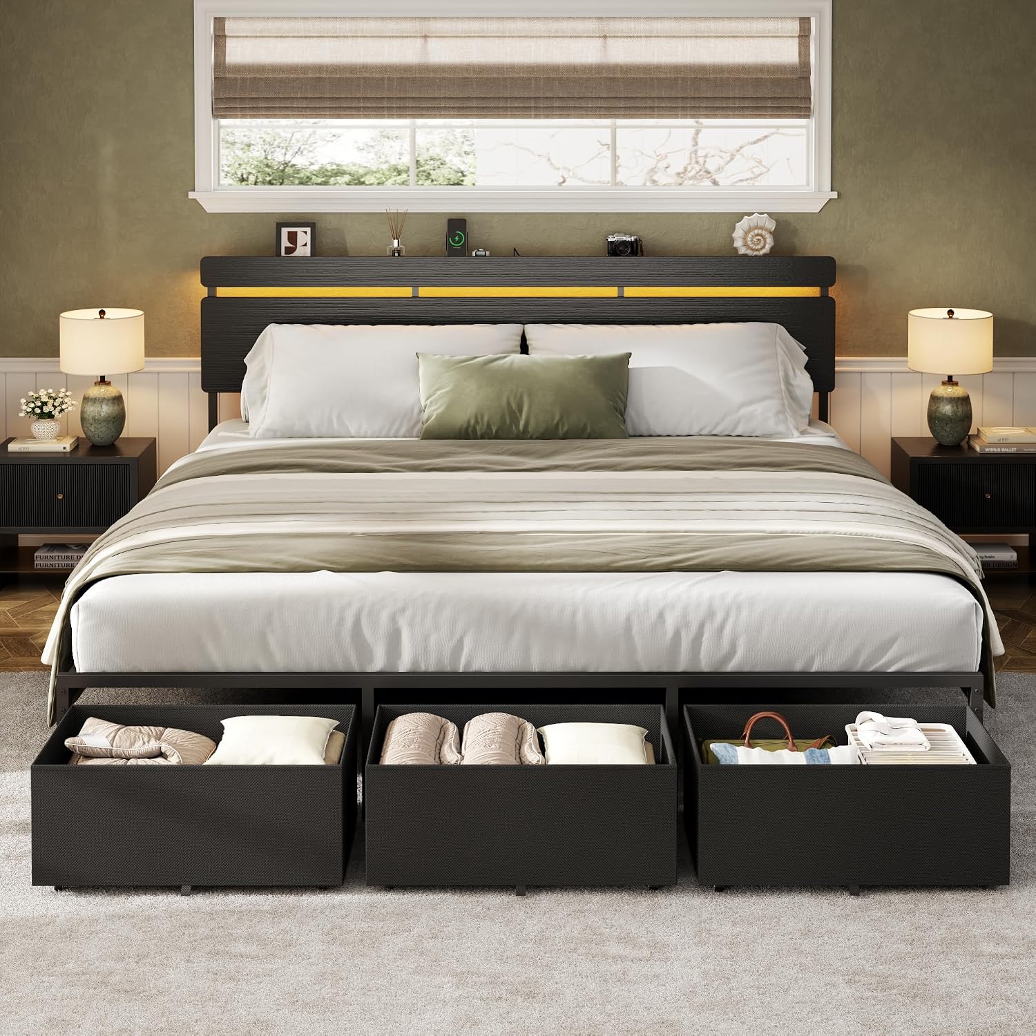 King Size Bed Frame With Storage Drawers - Rangka Tempat Tidur Ukuran King dari