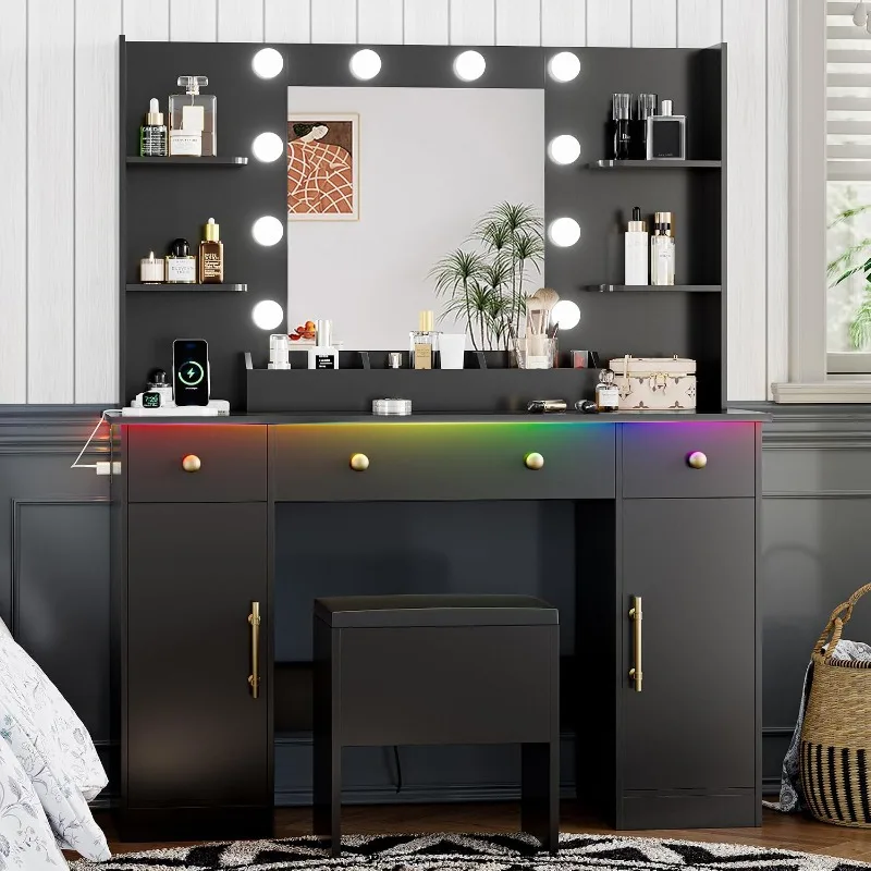 Dressing Table Vanity With Lighted Mirror - Meja Rias Xixini dengan Cermin dan