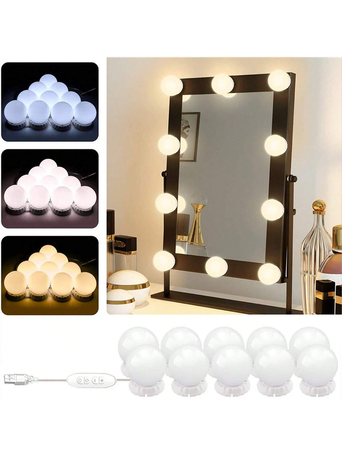 Dressing Table Vanity With Lighted Mirror - Lampu Cermin Rias Profesional dengan Bohlam