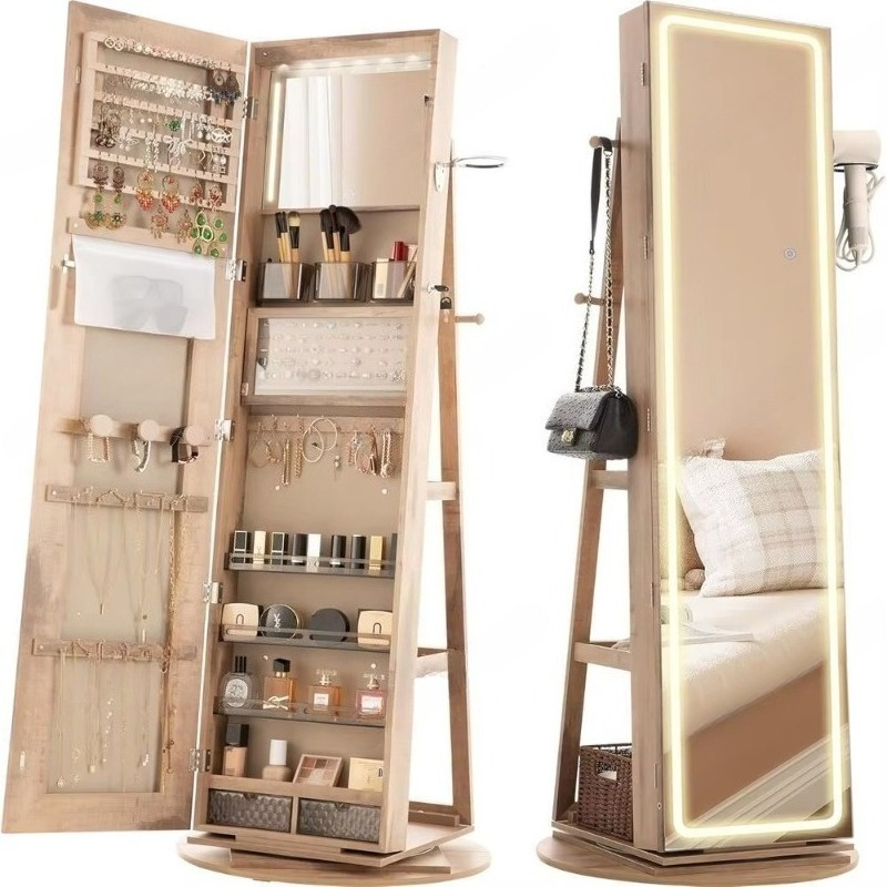 Full Length Mirror Jewelry Armoire - Lemari Perhiasan dengan Cermin Berdiri, 360