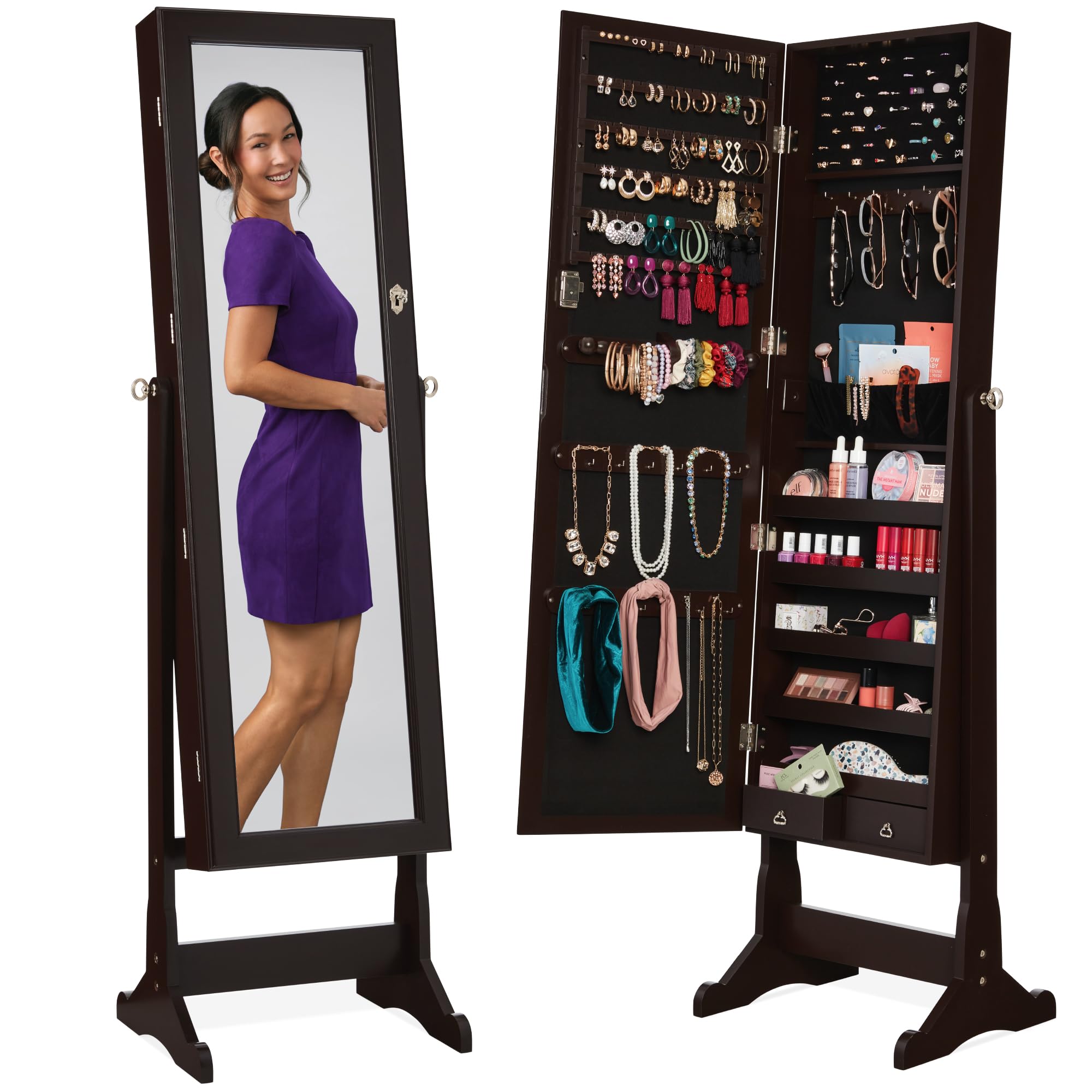Full Length Mirror Jewelry Armoire - Lemari Perhiasan Berdiri Sendiri, Cermin Berdiri