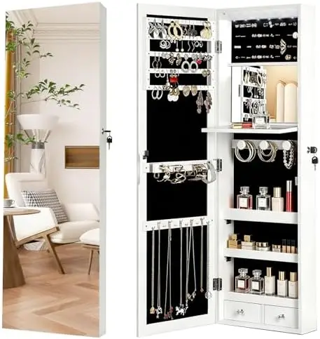 dengan cermin berukuran penuh, - Full Length Mirror Jewelry Armoire ulasan dan harga