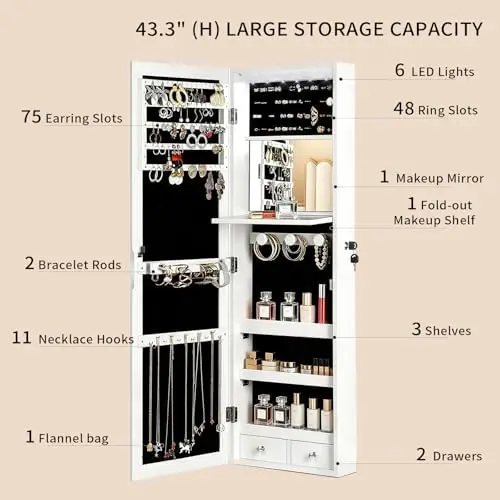dengan cermin berukuran penuh, - Full Length Mirror Jewelry Armoire ulasan dan harga