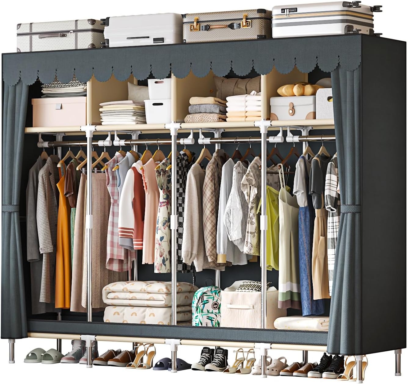 Lemari Pakaian Portabel Model  - Wardrobe Closet Portable Fabric Cover ulasan dan harga
