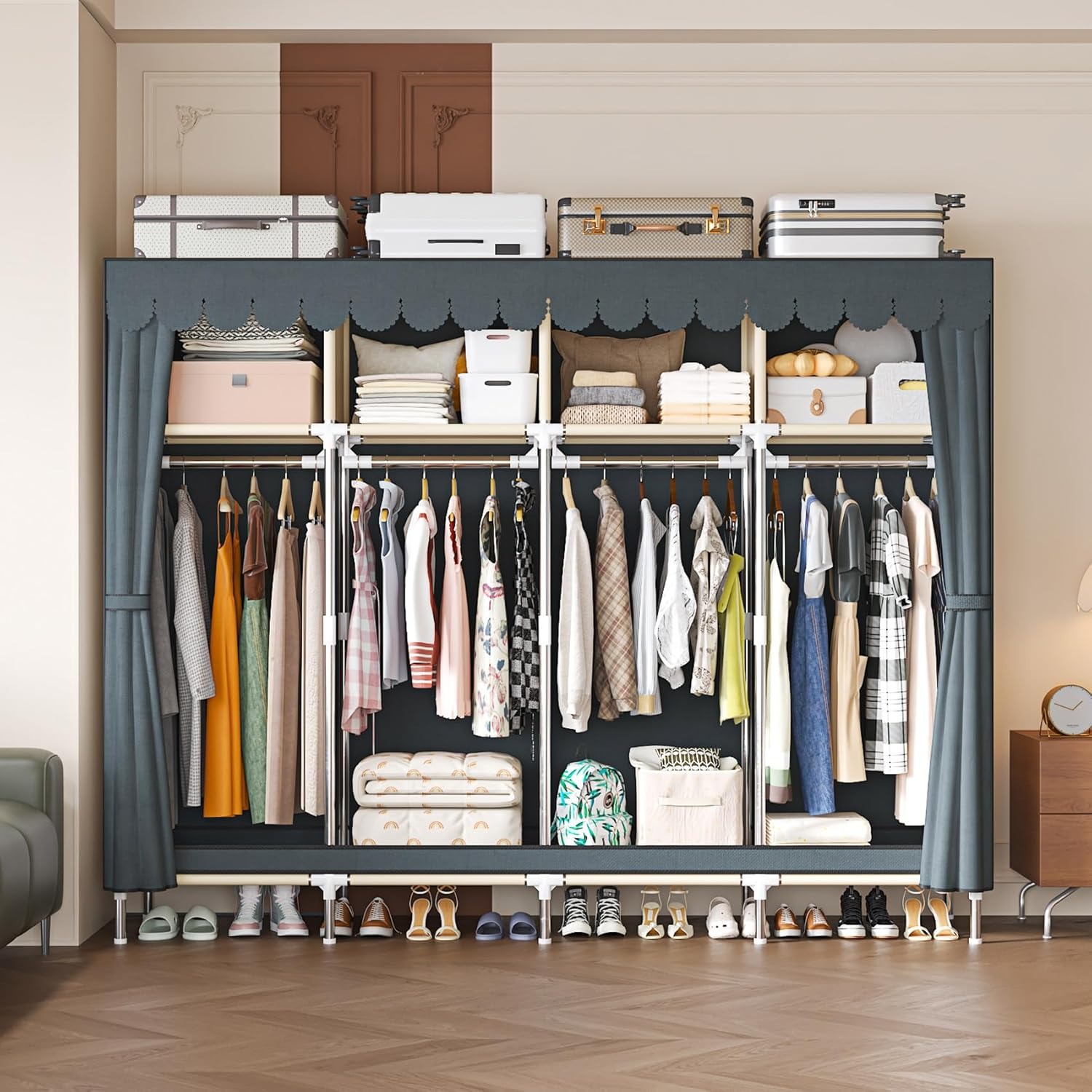 Lemari Pakaian Portabel Model  - Wardrobe Closet Portable Fabric Cover ulasan dan harga