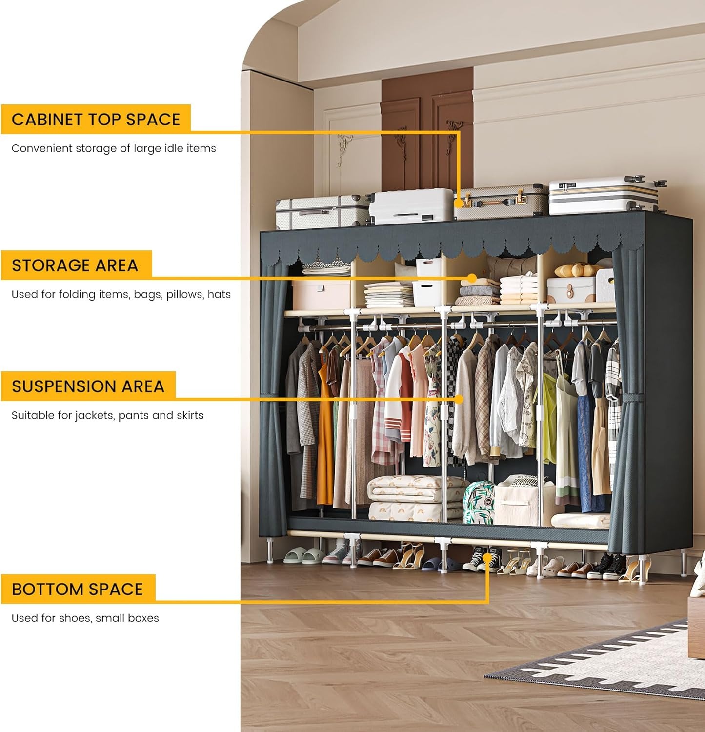 Lemari Pakaian Portabel Model  - Wardrobe Closet Portable Fabric Cover ulasan dan harga