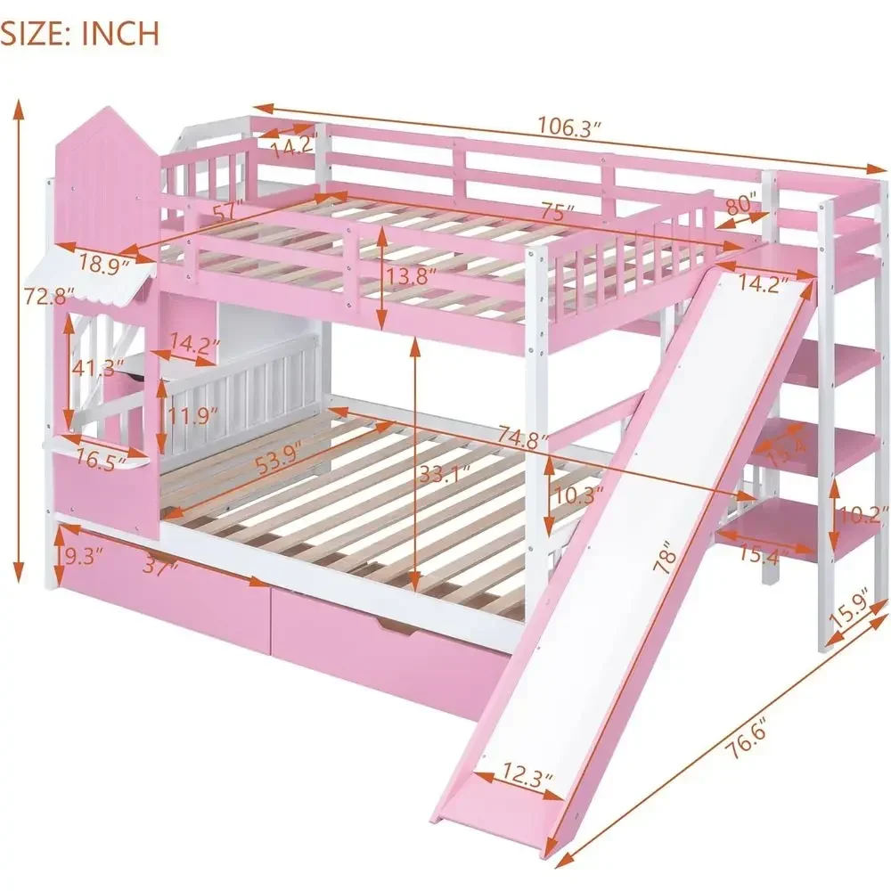Tempat Tidur Susun Anak dengan - Bunk Bed With Stairs And Slide ulasan dan harga