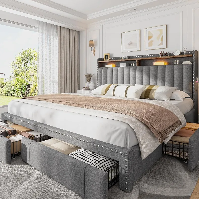 Rangka Tempat Tidur King Size  - King Size Bed Frame With Storage Drawers ulasan dan harga