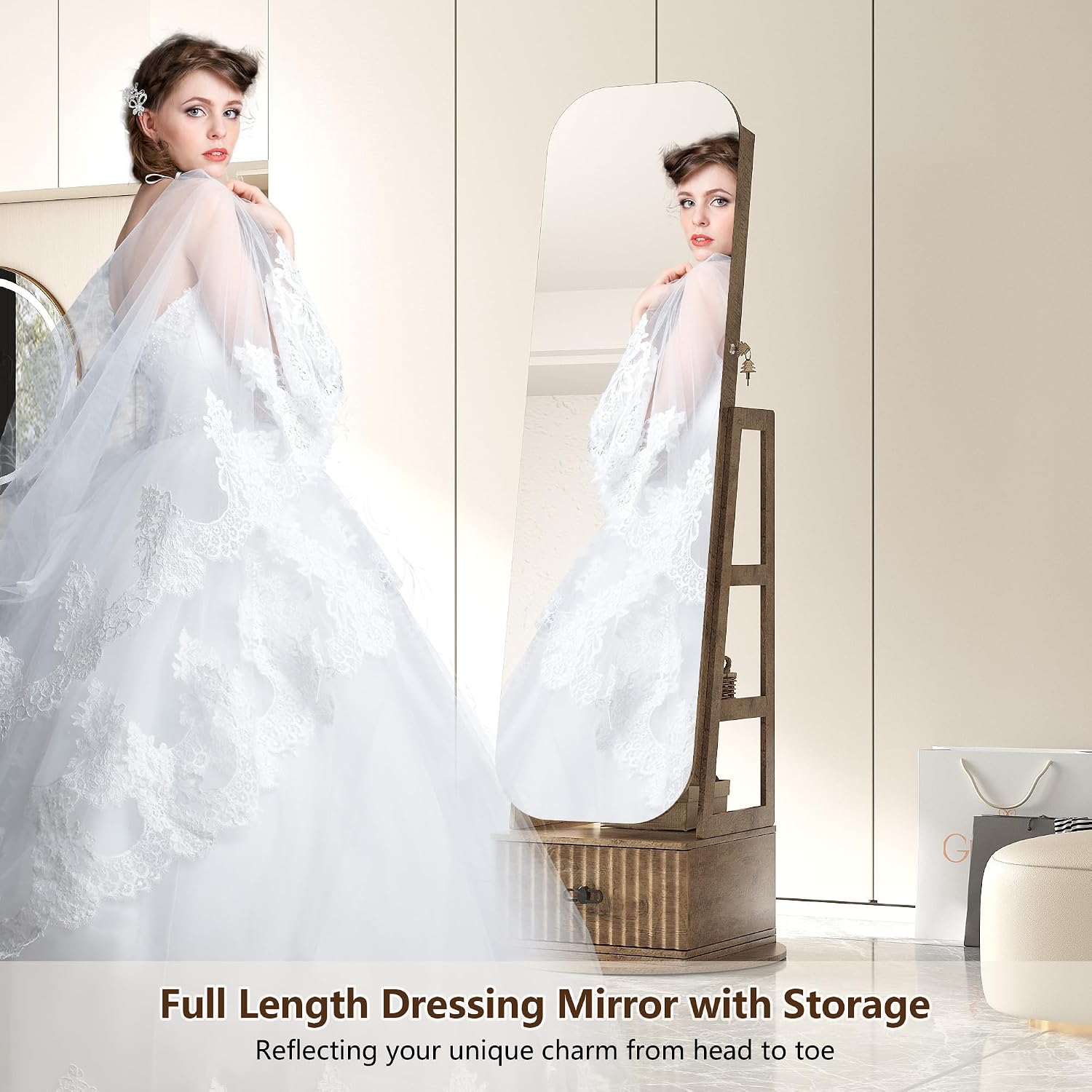 Rak Penyimpanan Perhiasan Puta - Full Length Mirror Jewelry Armoire ulasan dan harga