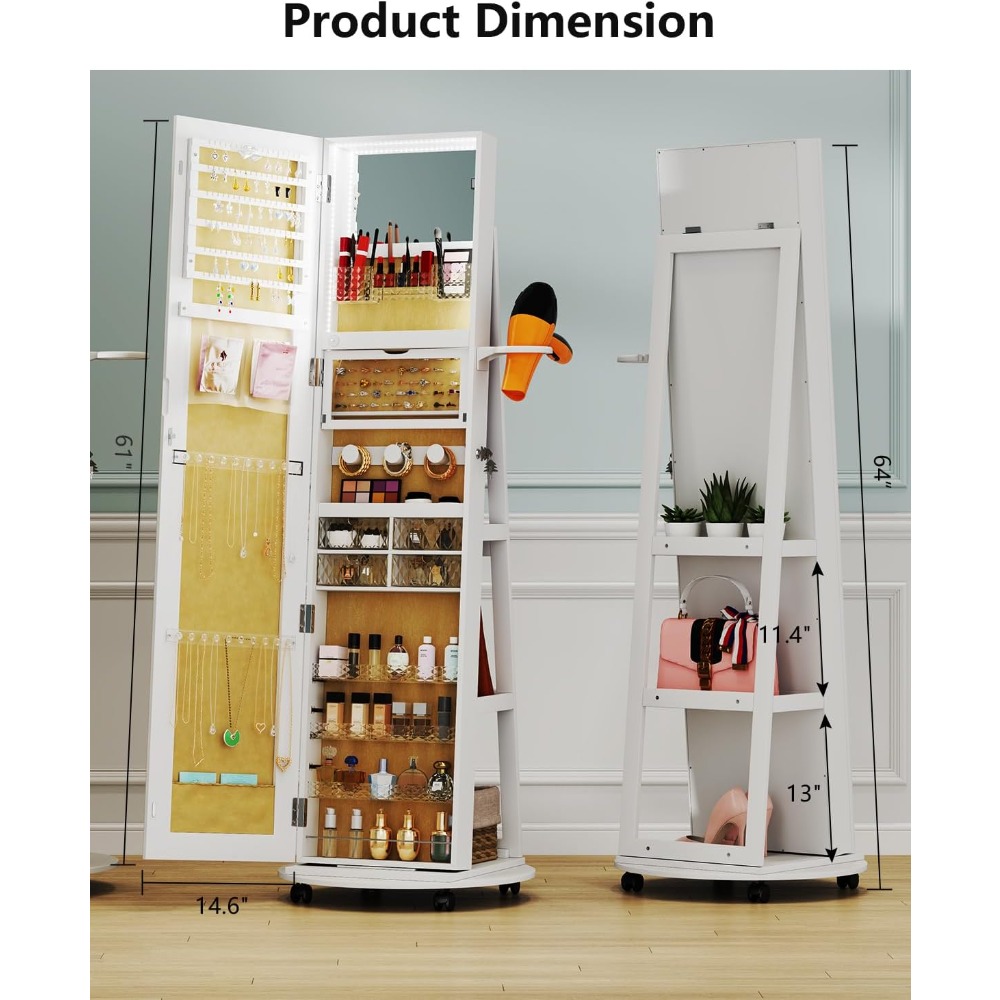 Lemari Perhiasan dengan Cermin - Full Length Mirror Jewelry Armoire ulasan dan harga