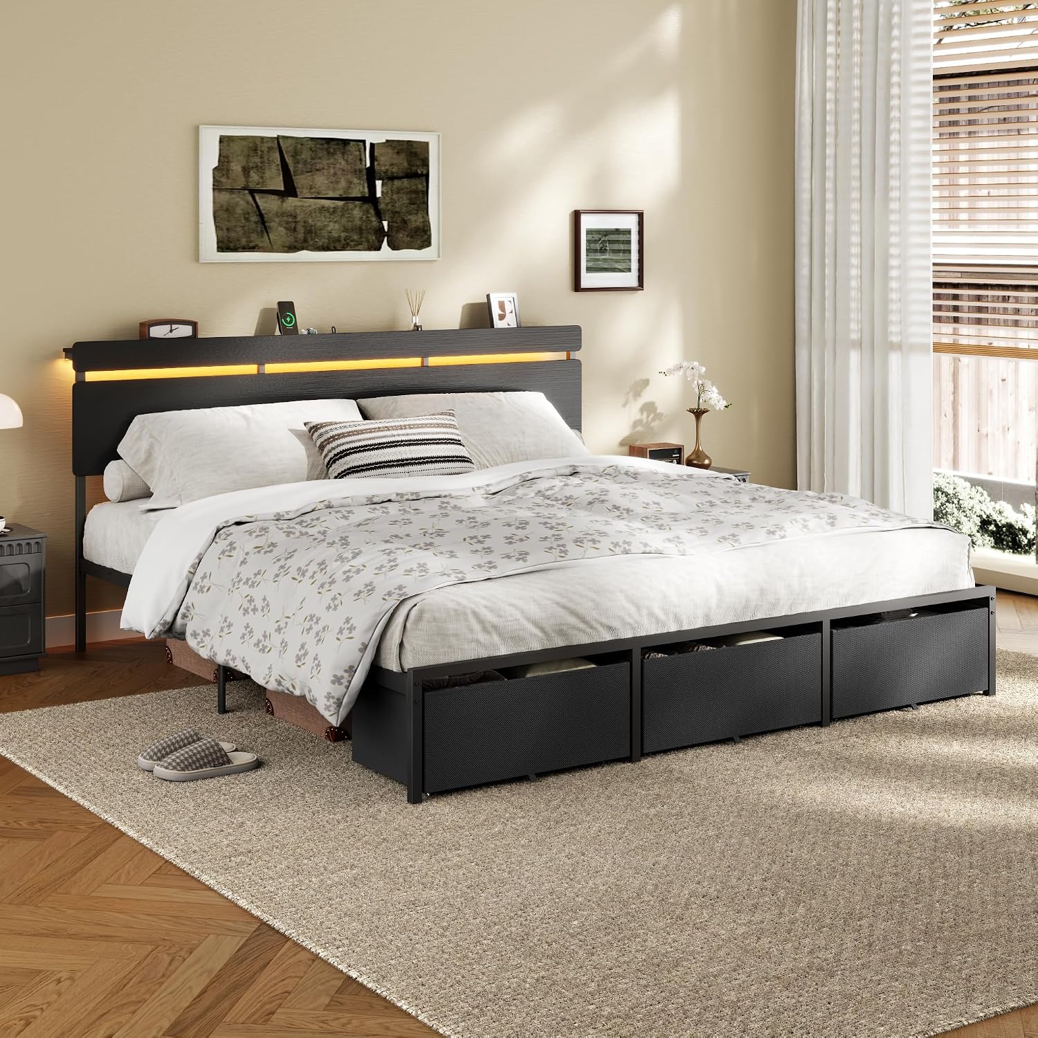Rangka Tempat Tidur Ukuran Kin - King Size Bed Frame With Storage Drawers ulasan dan harga