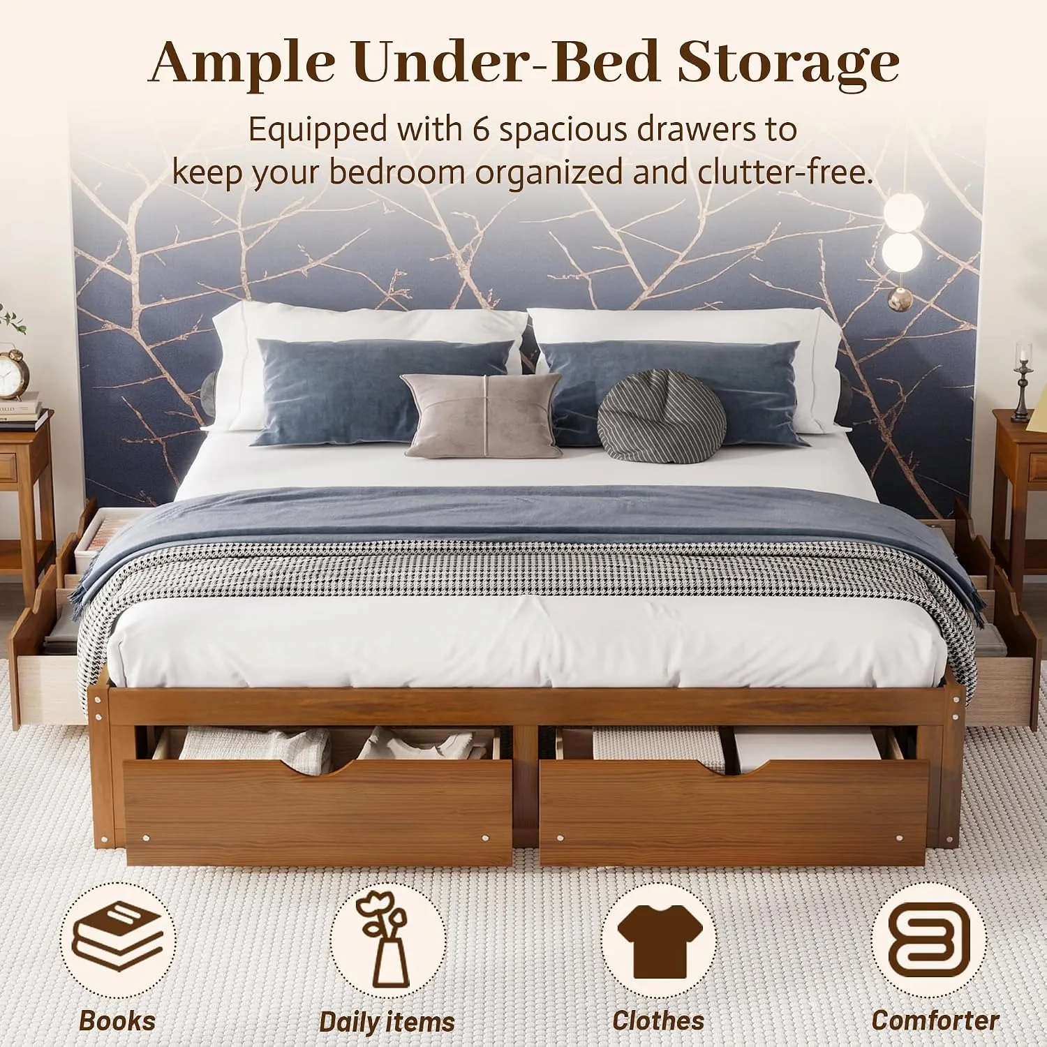 Rangka Tempat Tidur Platform K - King Size Bed Frame With Storage Drawers ulasan dan harga