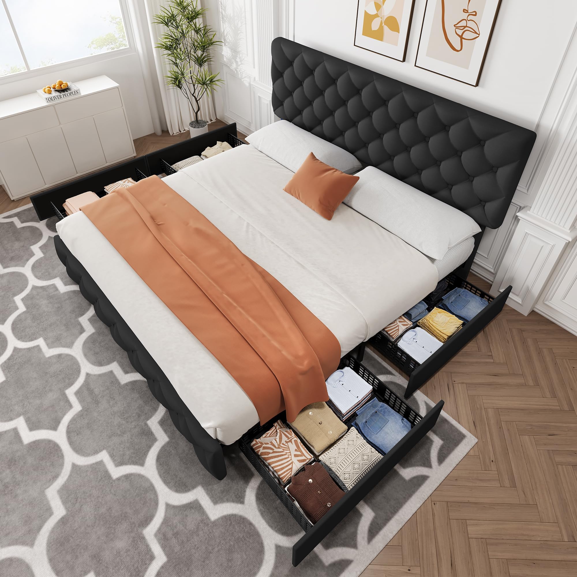 Rangka Tempat Tidur Ukuran Kin - King Size Bed Frame With Storage Drawers ulasan dan harga