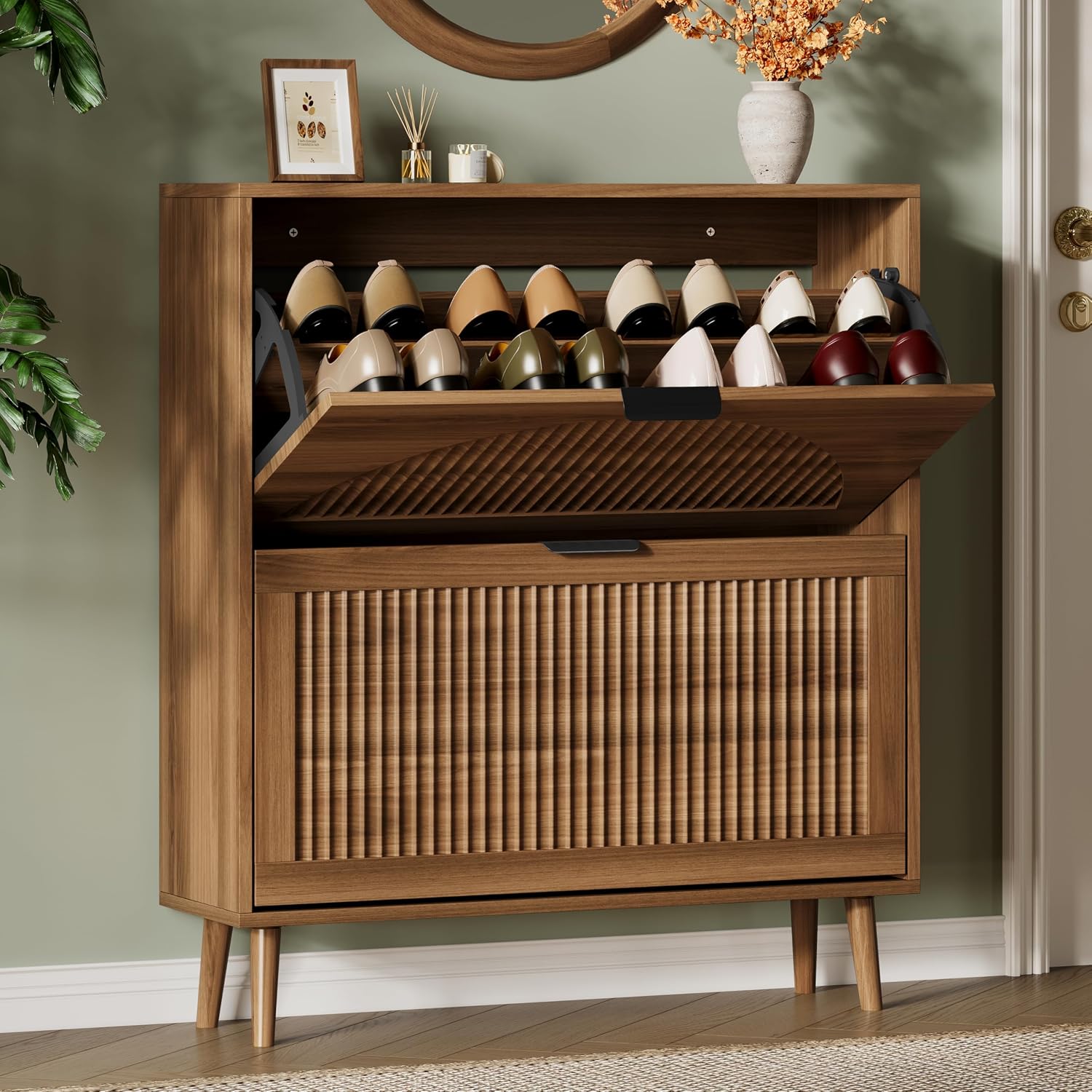 Lemari Sepatu 2 Laci Lipat, Ti - Shoe Rack Cabinet Narrow Entryway ulasan dan harga