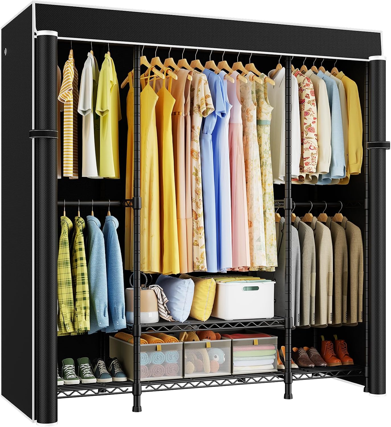 Lemari pakaian portabel tugas  - Wardrobe Closet Portable Fabric Cover ulasan dan harga