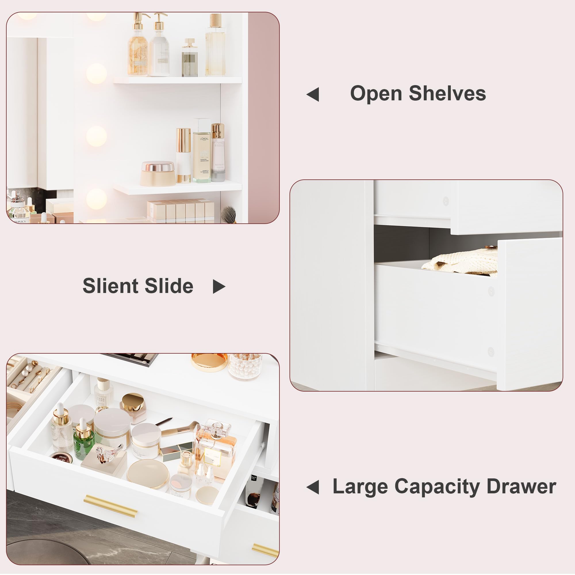 Meja rias berukuran 61 inci de - Dressing Table Vanity With Lighted Mirror ulasan dan harga