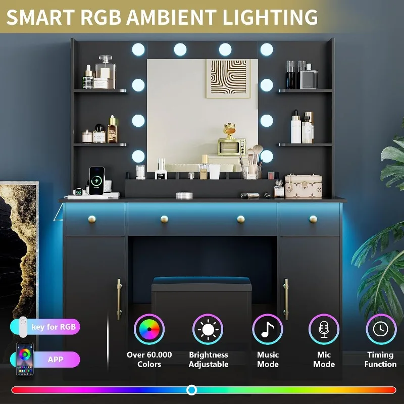 Meja Rias Xixini dengan Cermin - Dressing Table Vanity With Lighted Mirror ulasan dan harga