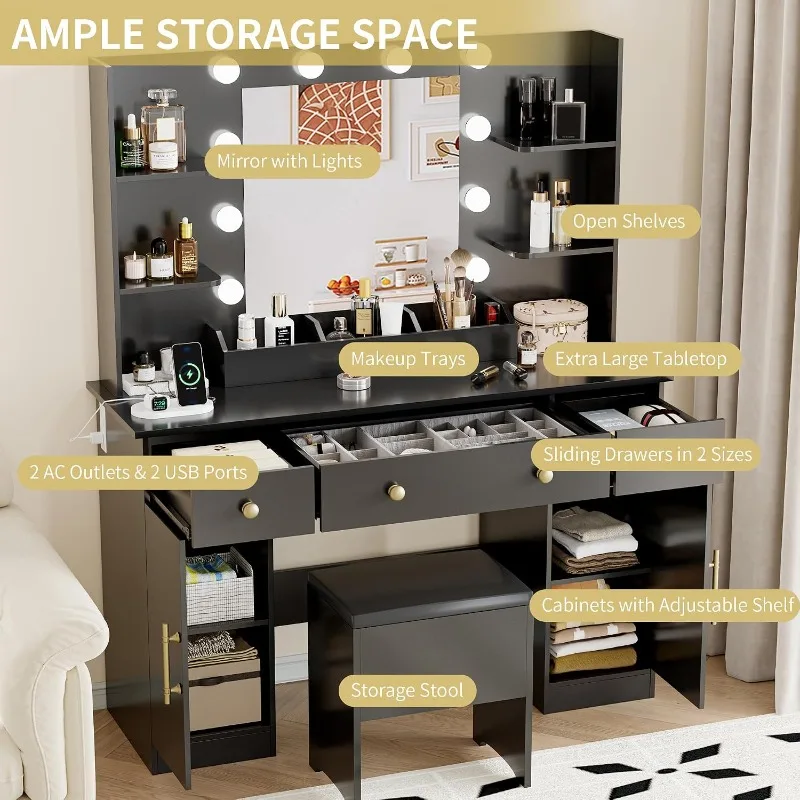 Meja Rias Xixini dengan Cermin - Dressing Table Vanity With Lighted Mirror ulasan dan harga