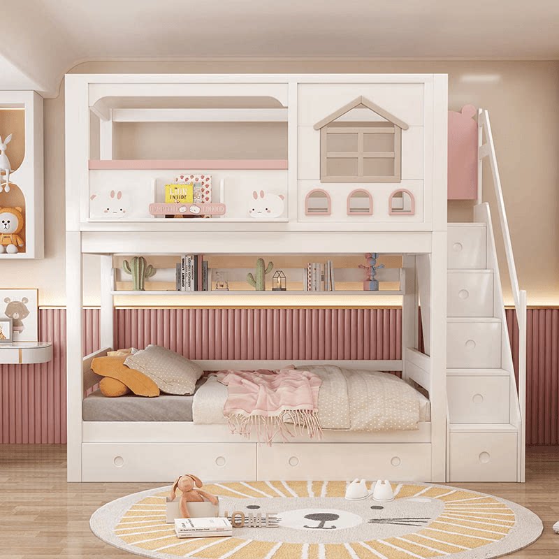 Tempat Tidur Anak Tingkat Kayu - Bunk Bed With Stairs And Slide ulasan dan harga