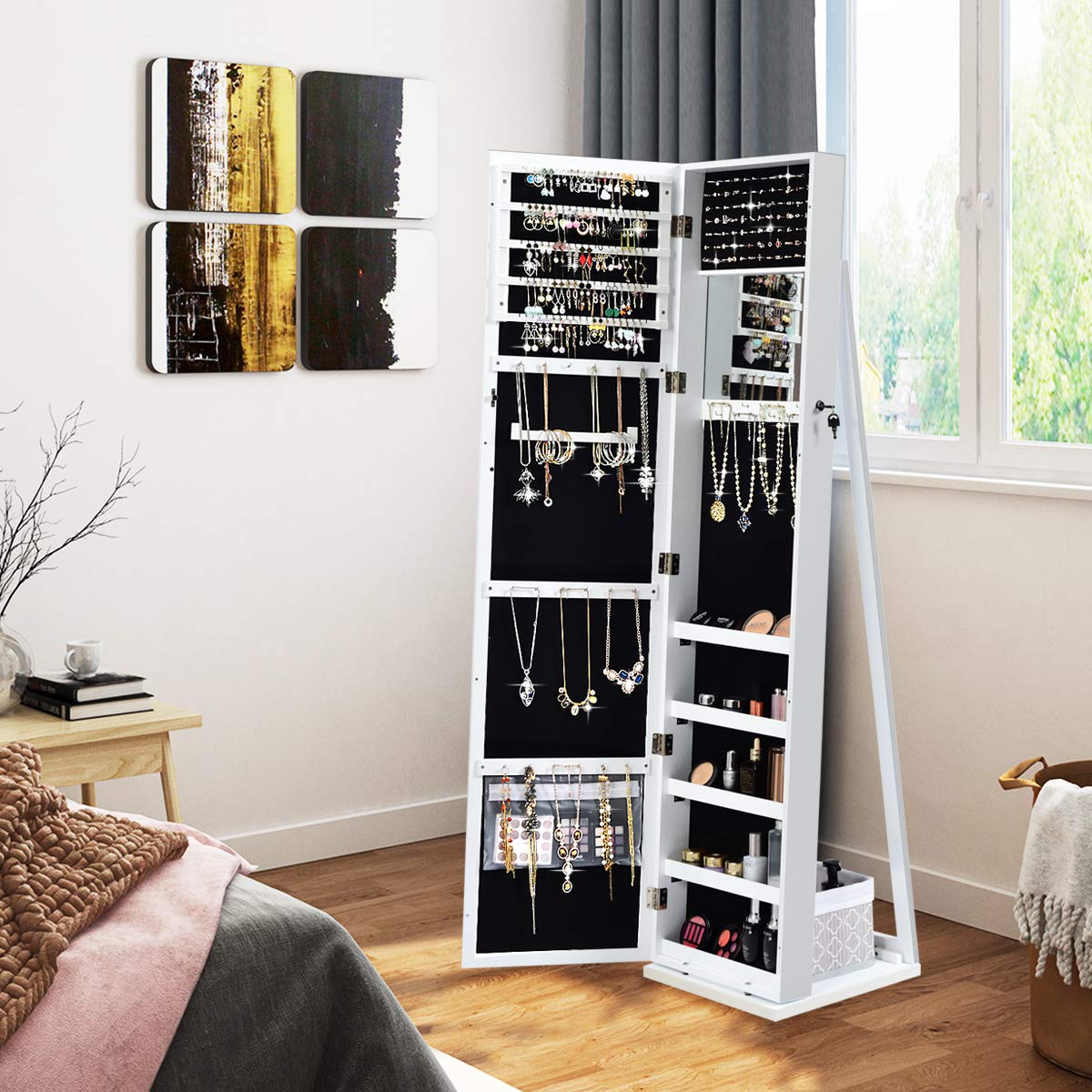 Lemari Perhiasan Berdiri denga - Full Length Mirror Jewelry Armoire ulasan dan harga