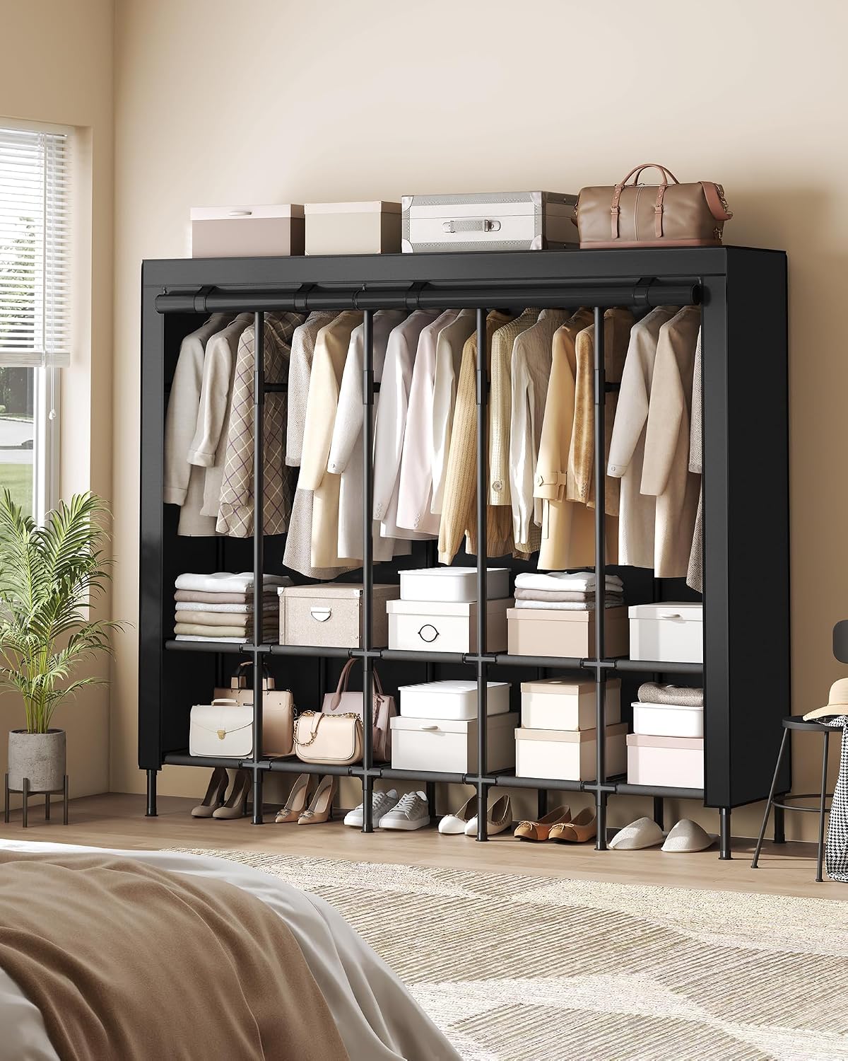 Lemari Pakaian Portabel 83,5 I - Wardrobe Closet Portable Fabric Cover ulasan dan harga